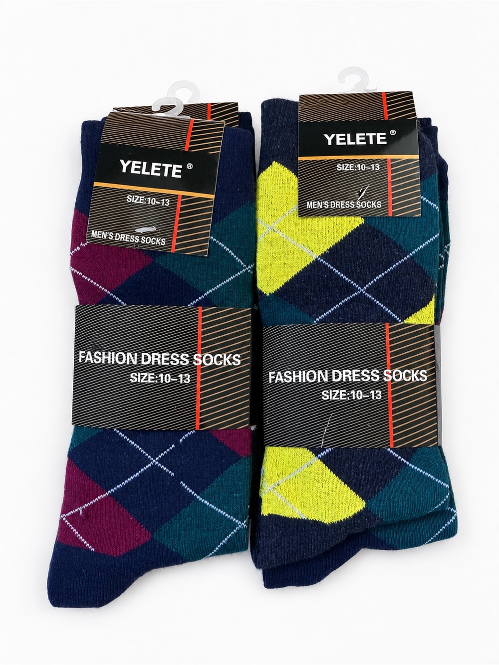NWT Yelete Argyle Dress Socks - Navy, Teal, Yellow & Maroon (6 pairs total)
